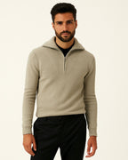 Pull col haut demi-zip côtelé pour homme