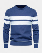 Pull texturé rayures contrastées col rond pour homme – vue 3