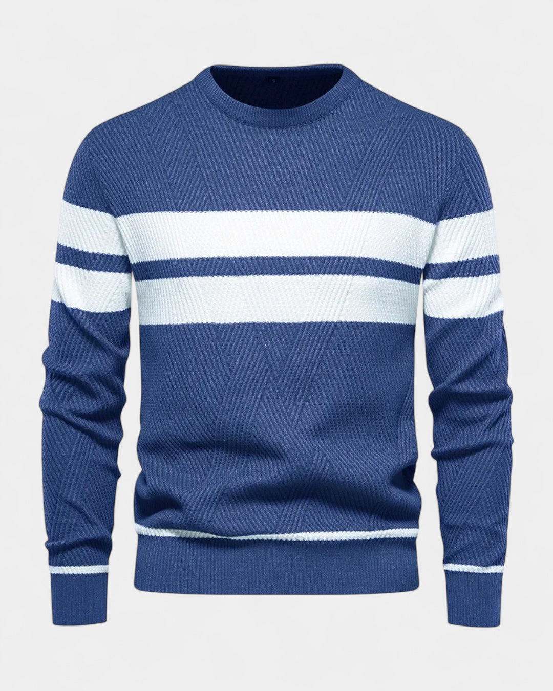 Pull texturé rayures contrastées col rond pour homme – vue 3