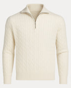 Pull torsadé col montant demi-zip pour homme