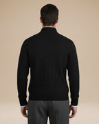 Pull torsadé col montant demi-zip pour homme – vue 3
