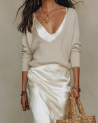 Women's Satin Slip Maxi Dress with Adjustable Straps and V-Neck