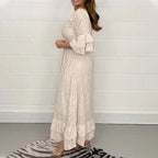 Robe midi broderie anglaise manches volants pour femme – vue 2