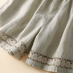 Lace trim detail against white background