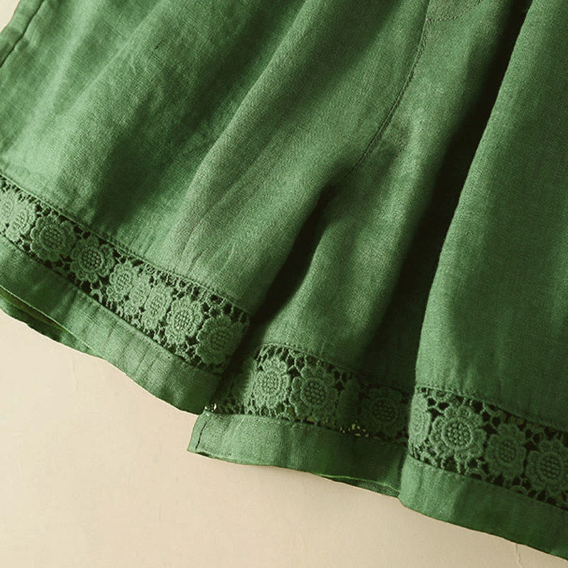 Women's Cotton Lace Trim Drawstring Shorts