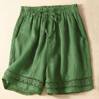 Women's Cotton Lace Trim Drawstring Shorts