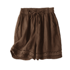 Women's Cotton Lace Trim Drawstring Shorts