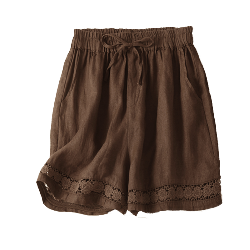 Women's Cotton Lace Trim Drawstring Shorts