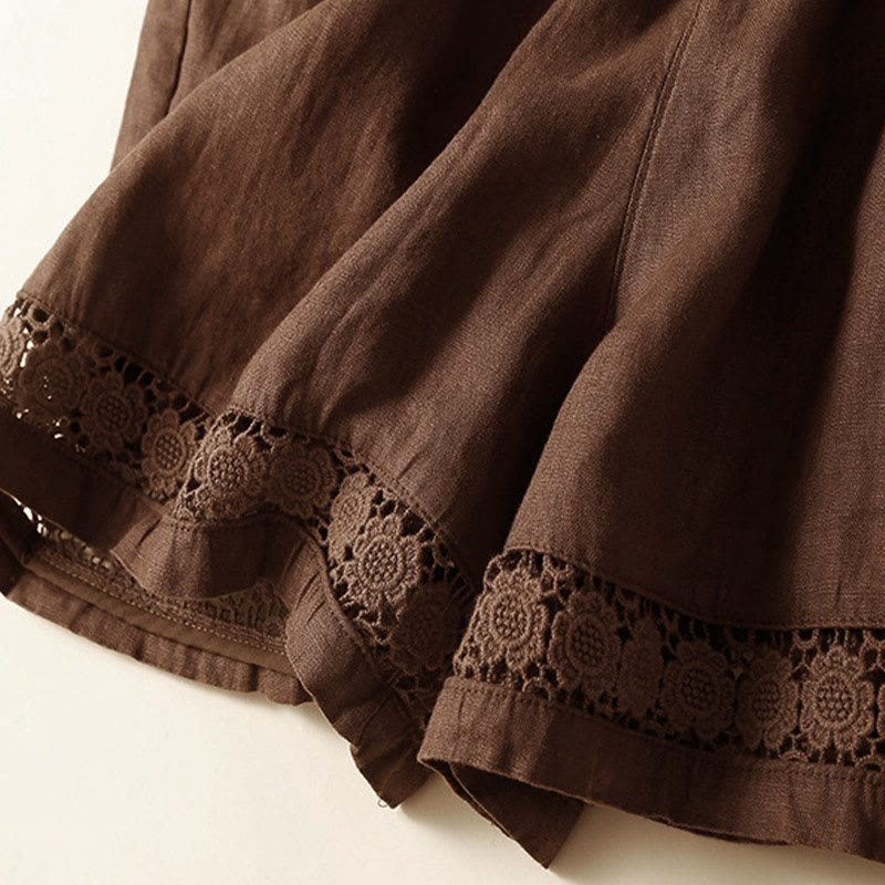 Women's Cotton Lace Trim Drawstring Shorts