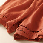 Women's Cotton Lace Trim Drawstring Shorts