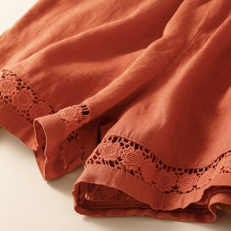 Women's Cotton Lace Trim Drawstring Shorts