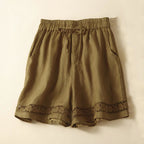 Front pocket detail on cotton shorts