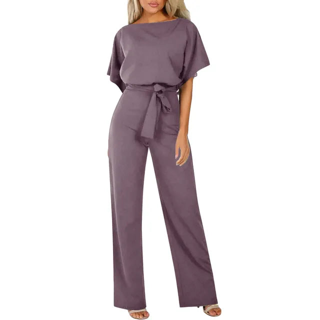 Close-up of adjustable belt detail on jumpsuit waist