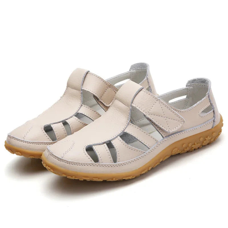 Women's Cutwork Sandals with Adjustable Touch Fastening Strap