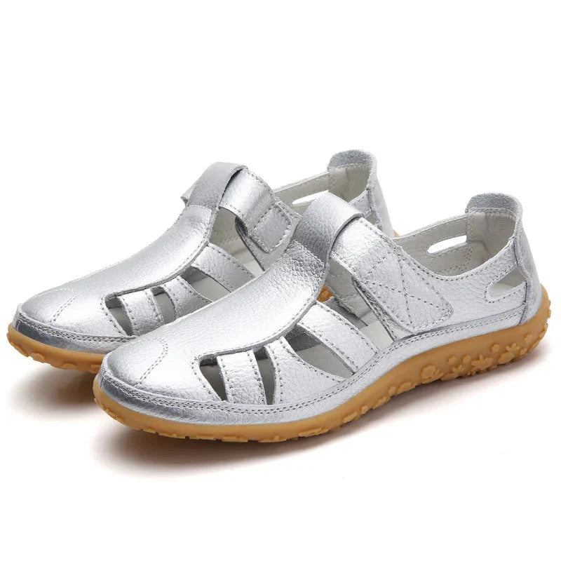 Women's Cutwork Sandals with Adjustable Touch Fastening Strap