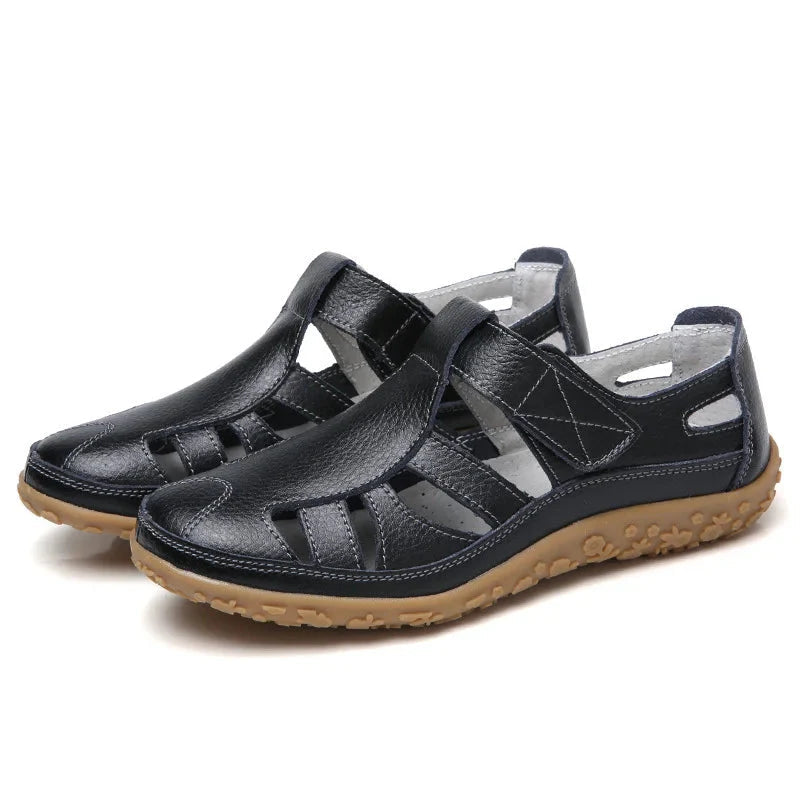 Women's Cutwork Sandals with Adjustable Touch Fastening Strap