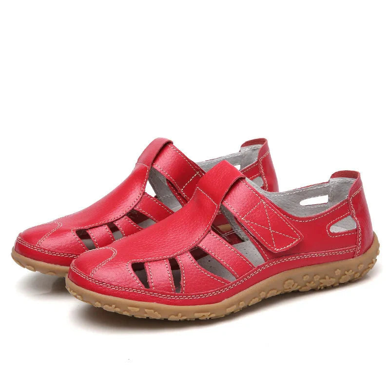 Women's Cutwork Sandals with Adjustable Touch Fastening Strap