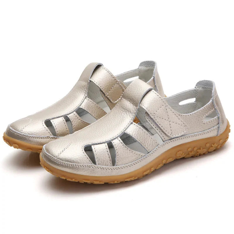 Women's Cutwork Sandals with Adjustable Touch Fastening Strap