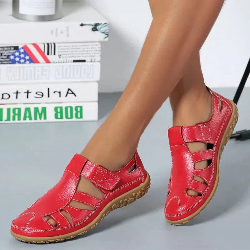 Women's Cutwork Sandals with Adjustable Touch Fastening Strap