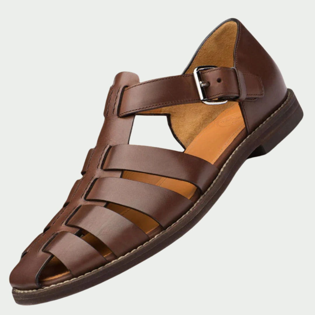 Men's Strappy Open Toe Sandals with Adjustable Buckle Closure