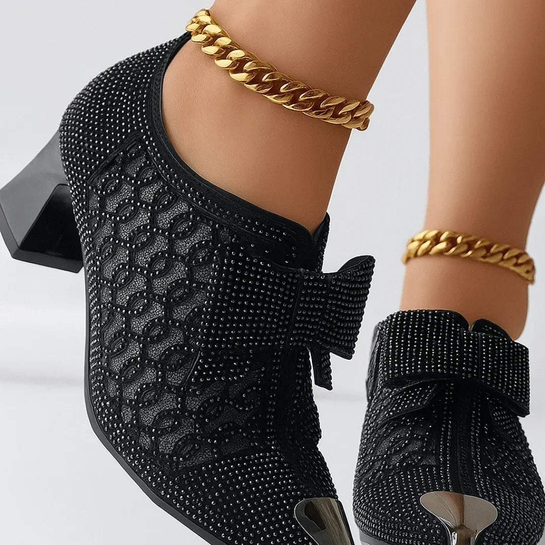 Top-down view of shoe showing sparkle detail