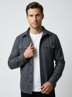 Surchemise à col classique et poches poitrine gris foncé pour homme