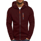 Sweat à capuche zippé détails contrastants bordeaux pour homme