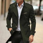 Trench ajusté double boutonnage détails militaires vert pour homme
