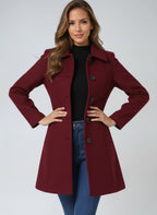 Trench classique ajusté à boutons rouge foncé pour femme
