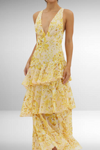 Overhead flat lay showing dress color and print details