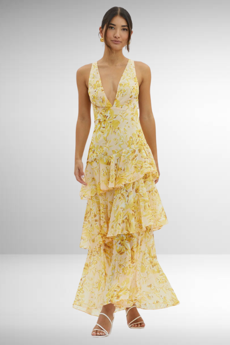 Neckline and shoulder detail on the dress