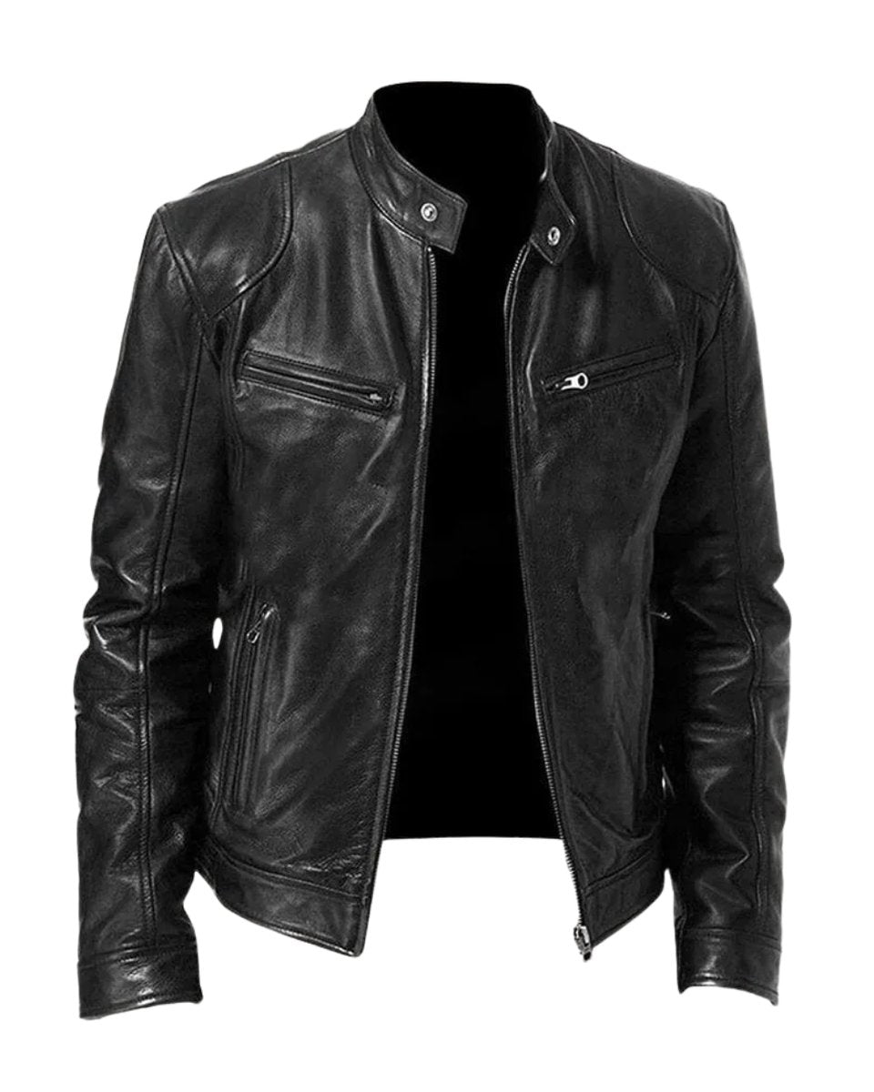 Veste biker col montant zippée pour homme