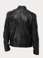 Veste biker col montant zippée pour homme – vue 3