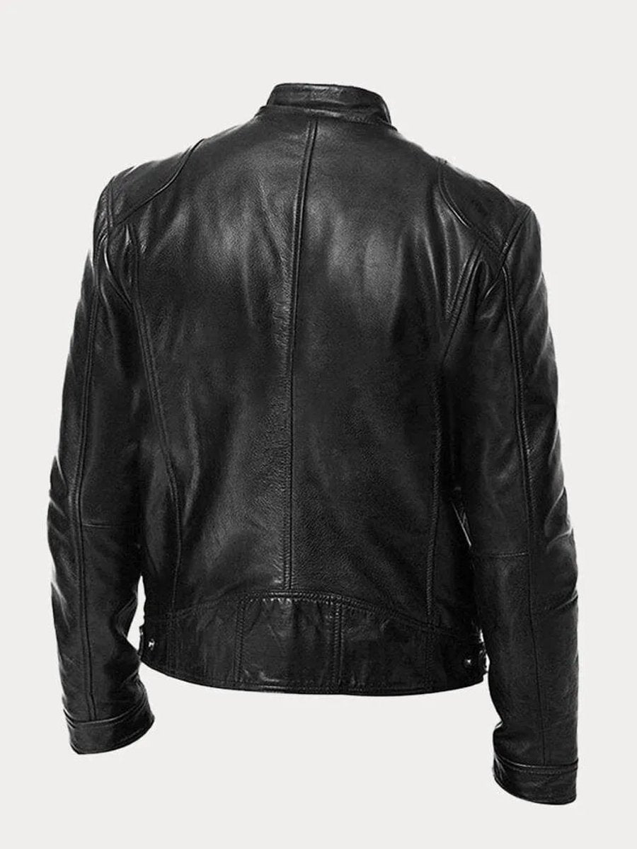 Veste biker col montant zippée pour homme – vue 3