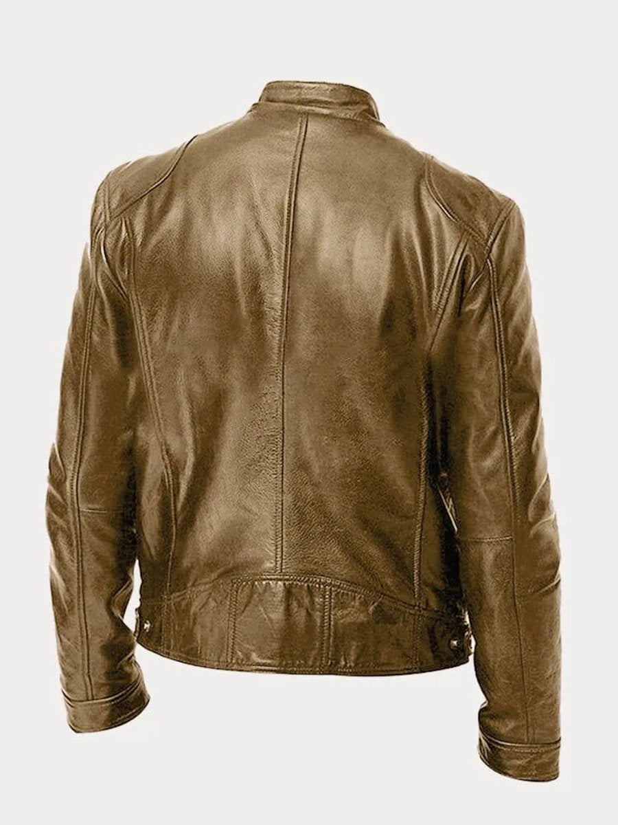 Veste biker col montant zippée pour homme – vue 4