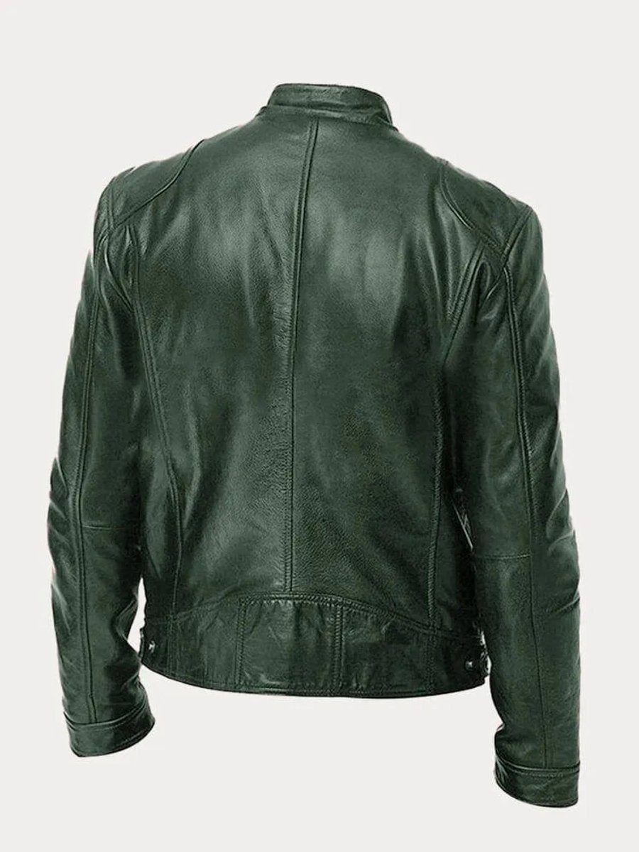 Veste biker col montant zippée pour homme – vue 5