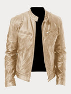Veste biker col montant zippée doré pour homme
