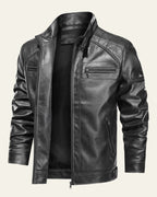 Veste biker col montant zippée noir pour homme