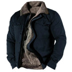 Veste cardigan col sherpa boutons-pression bleu marine pour homme
