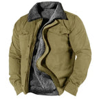 Veste cardigan col sherpa boutons-pression vert pour homme