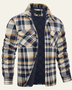 Veste doublée à carreaux avec poches marron pour homme