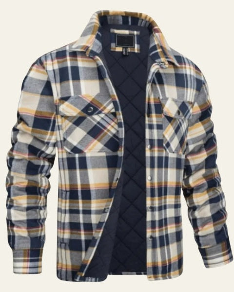 Veste doublée à carreaux avec poches marron pour homme