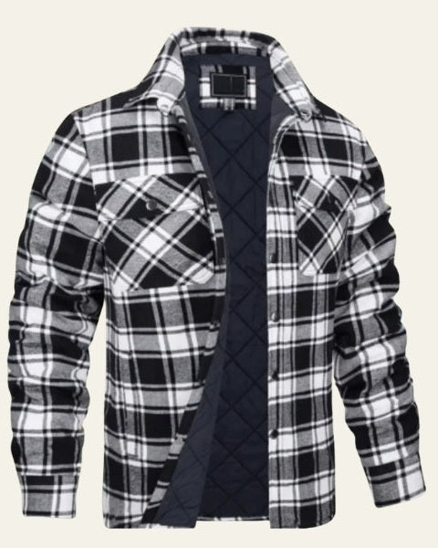 Veste doublée à carreaux avec poches noir pour homme