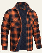 Veste doublée à carreaux avec poches orange pour homme