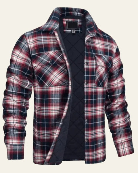 Veste doublée à carreaux avec poches rouge pour homme