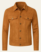 Veste col chemise poches poitrine boutonnée orange pour homme