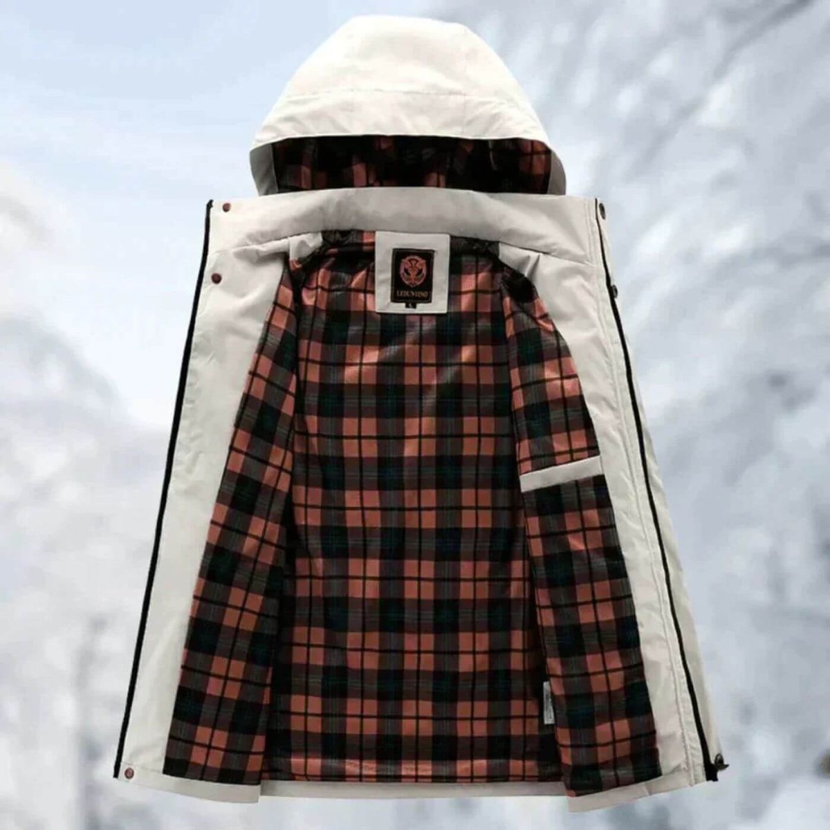 Veste imperméable à capuche avec poches pour homme – vue 2
