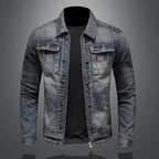 Veste jean délavé zip poches poitrine 3xl pour homme