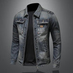 Veste jean délavé zip poches poitrine pour homme – vue 2