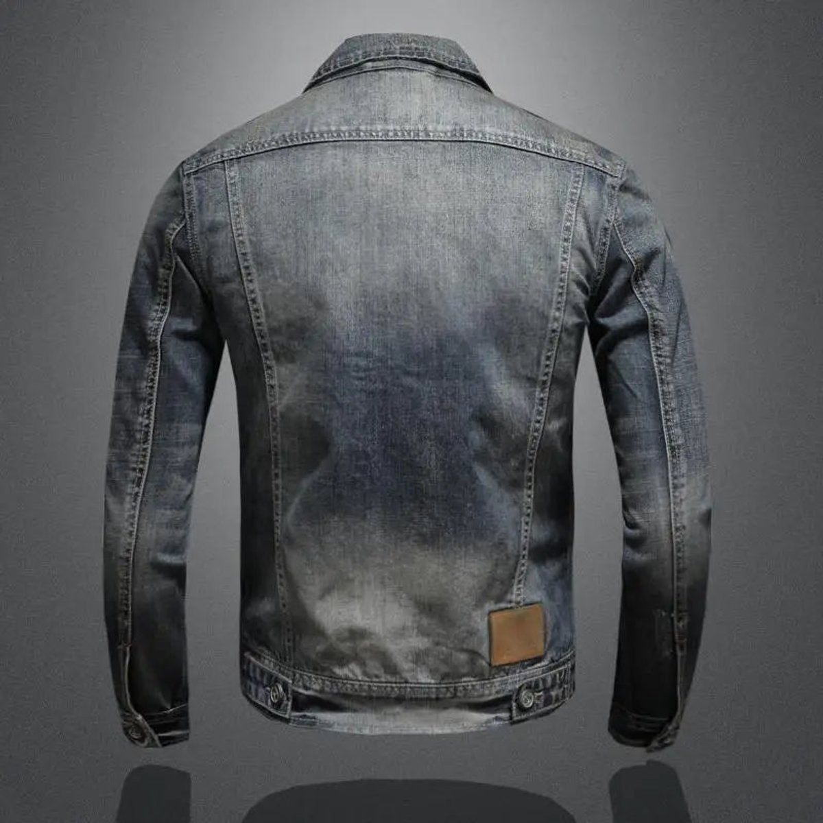 Veste jean délavé zip poches poitrine pour homme – vue 3